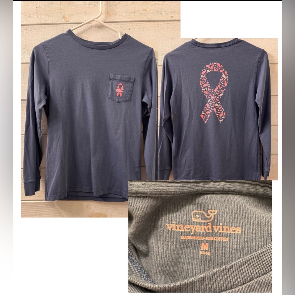 Vineyard Vines Boys Breast Cancer Awareness Long Sleeve Tee